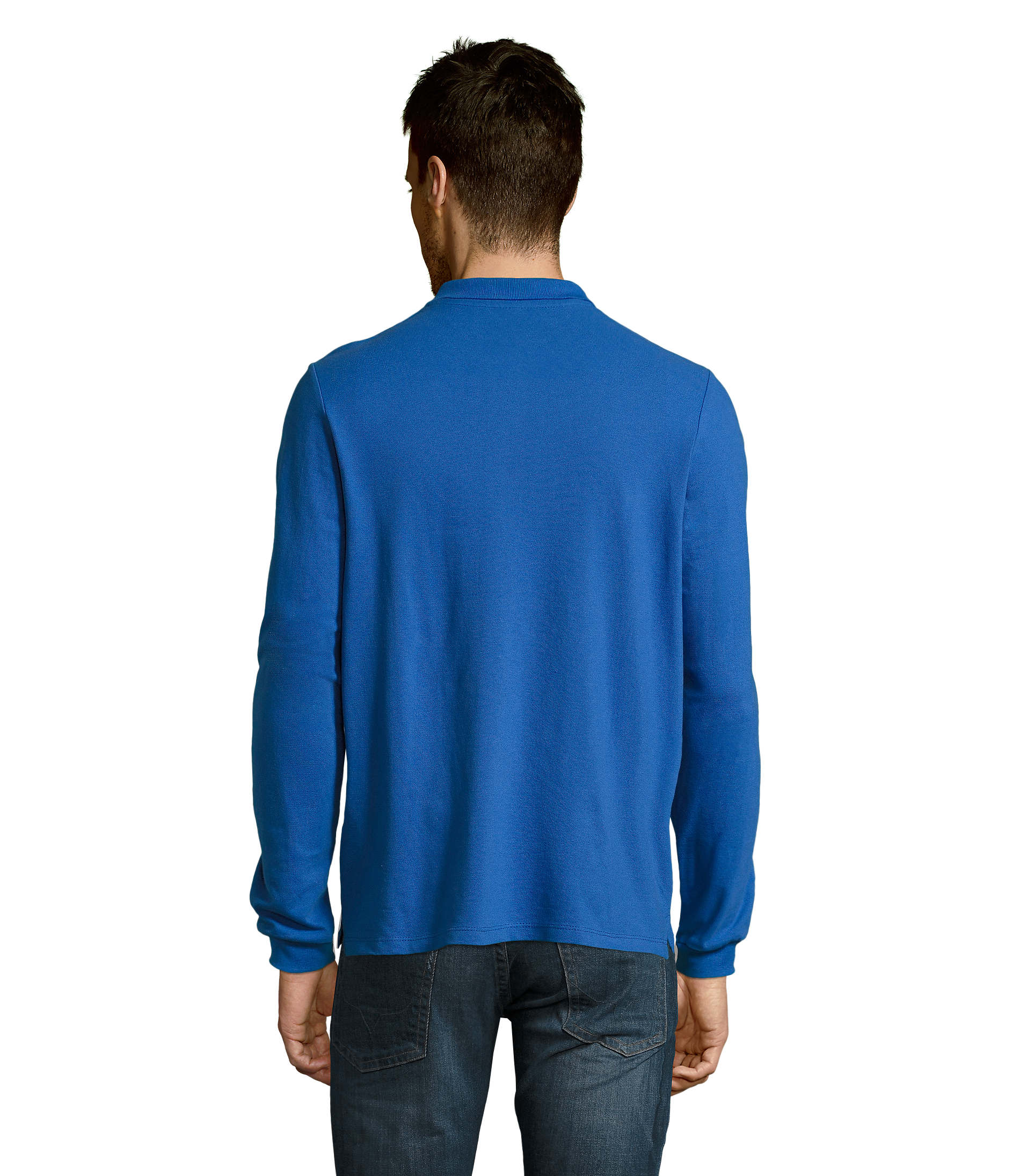 Mens Long Sleeve Pique Polo Cotton T-Shirt