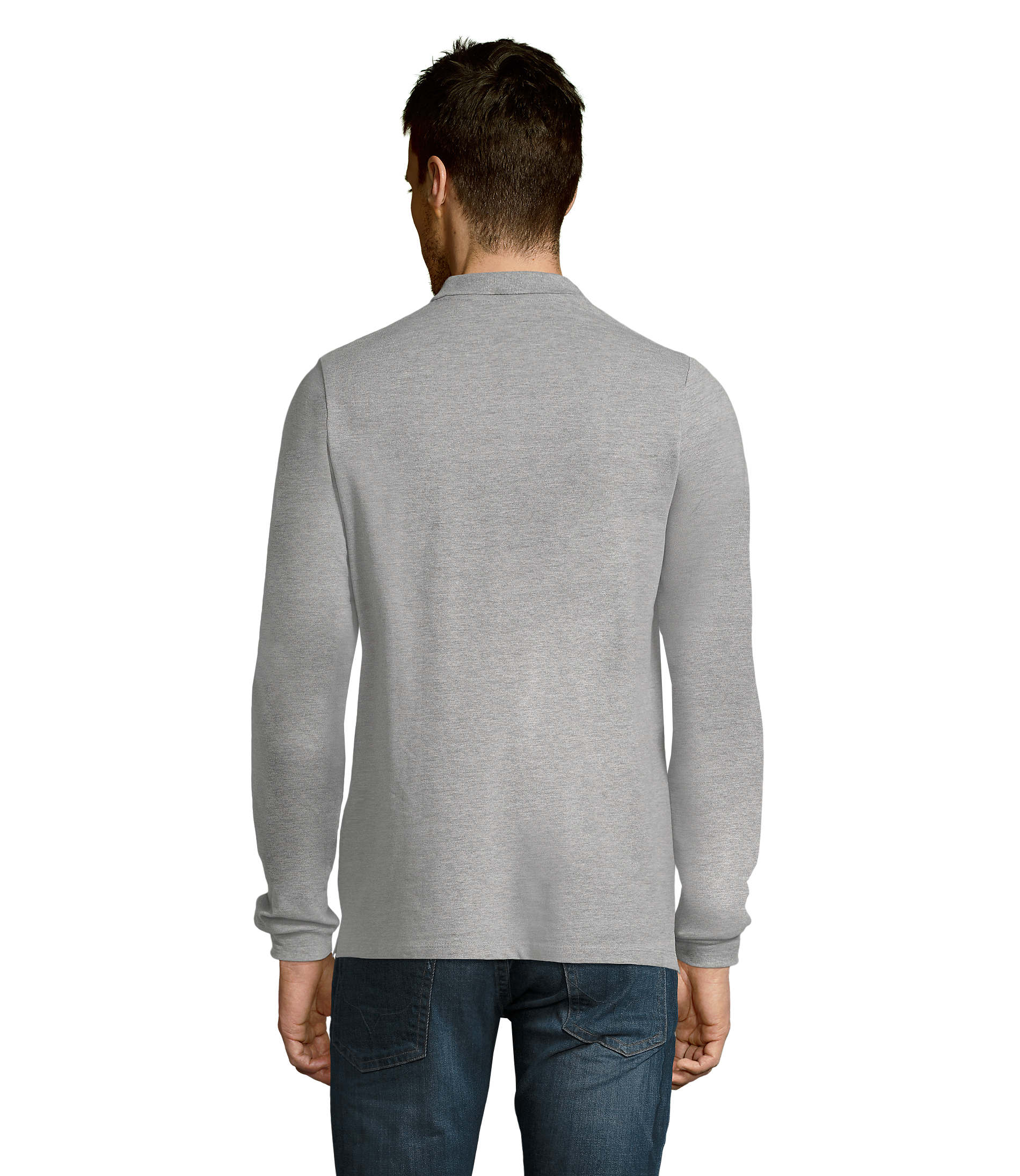 Mens Long Sleeve Pique Polo Cotton T-Shirt