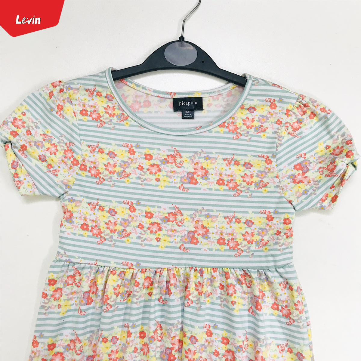 Girls Round Neck Printed Casual Short Sleeve Frock