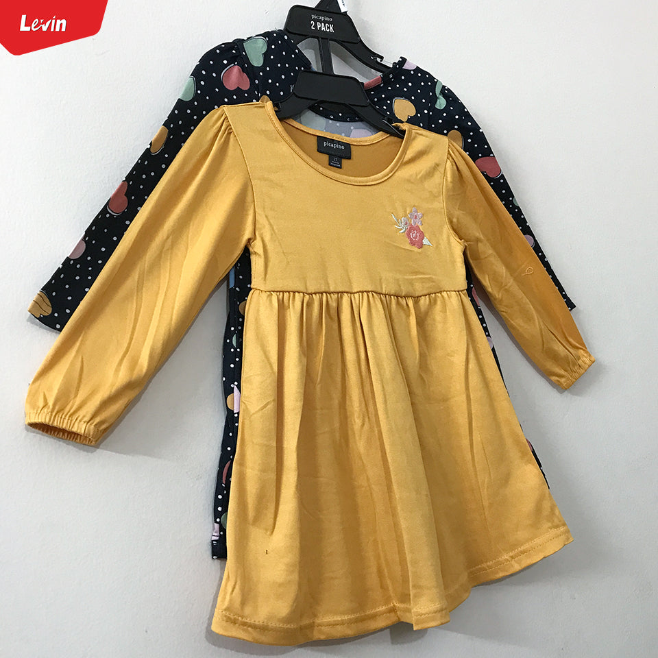 Girls Printed Round Neck Full Sleeve Dress