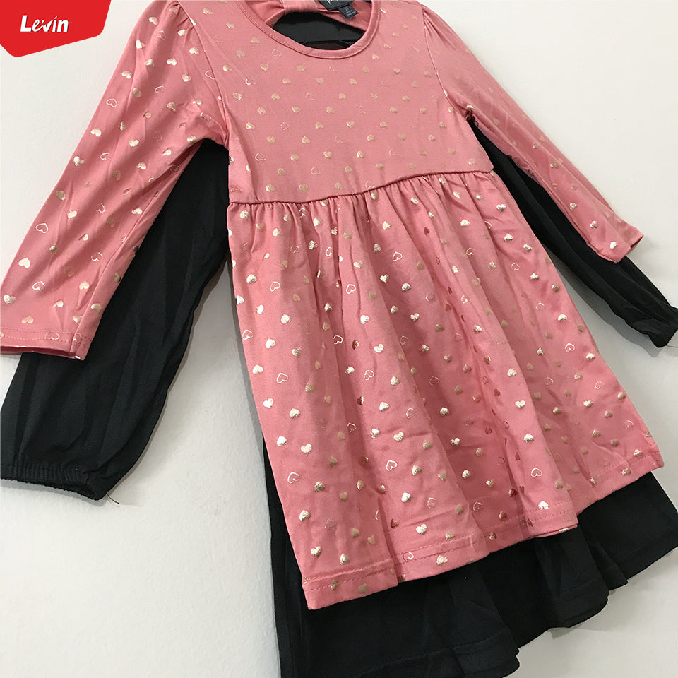 Girls Printed Round Neck Full Sleeve Dress