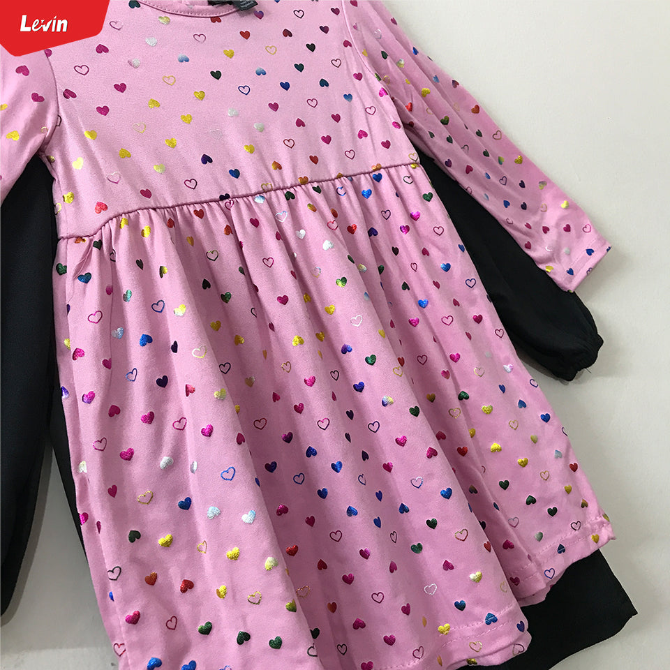 Girls Printed Round Neck Full Sleeve Dress