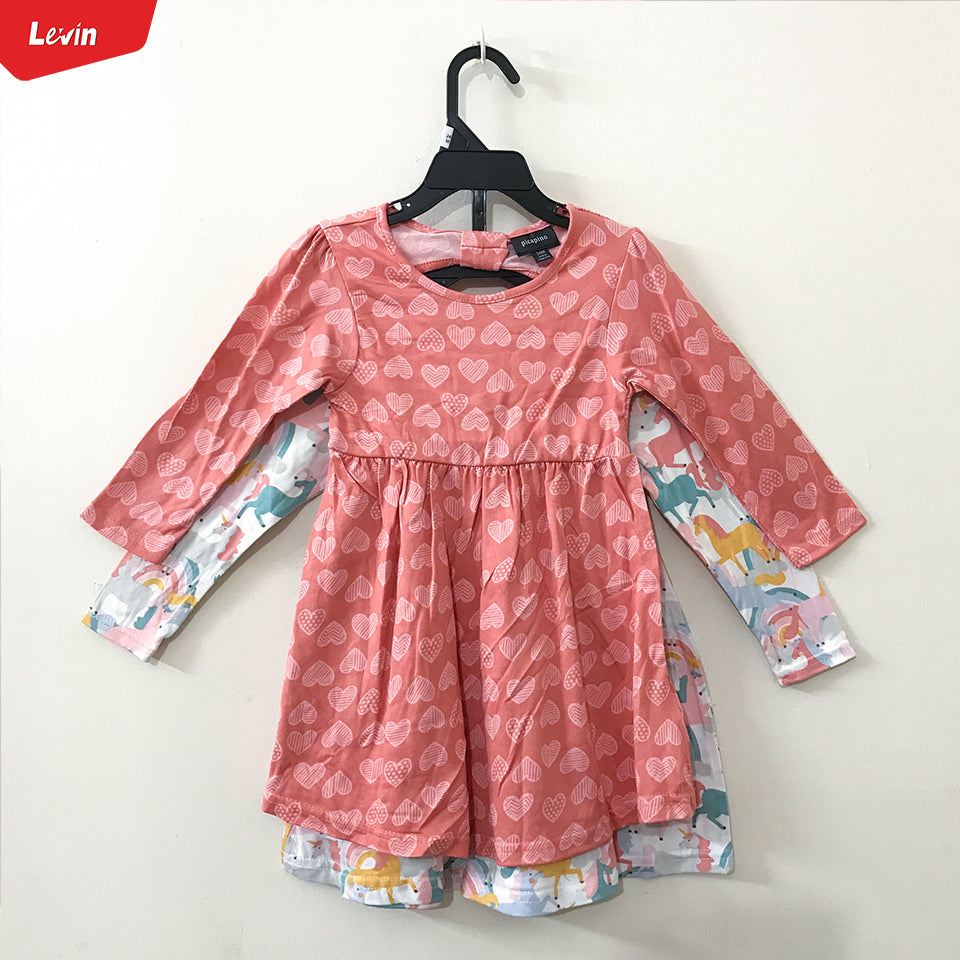 Girls Printed Round Neck Full Sleeve Dress