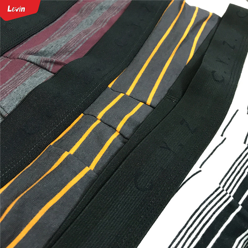 Men's Solid Stripe Printed Cotton Breathable Boxer