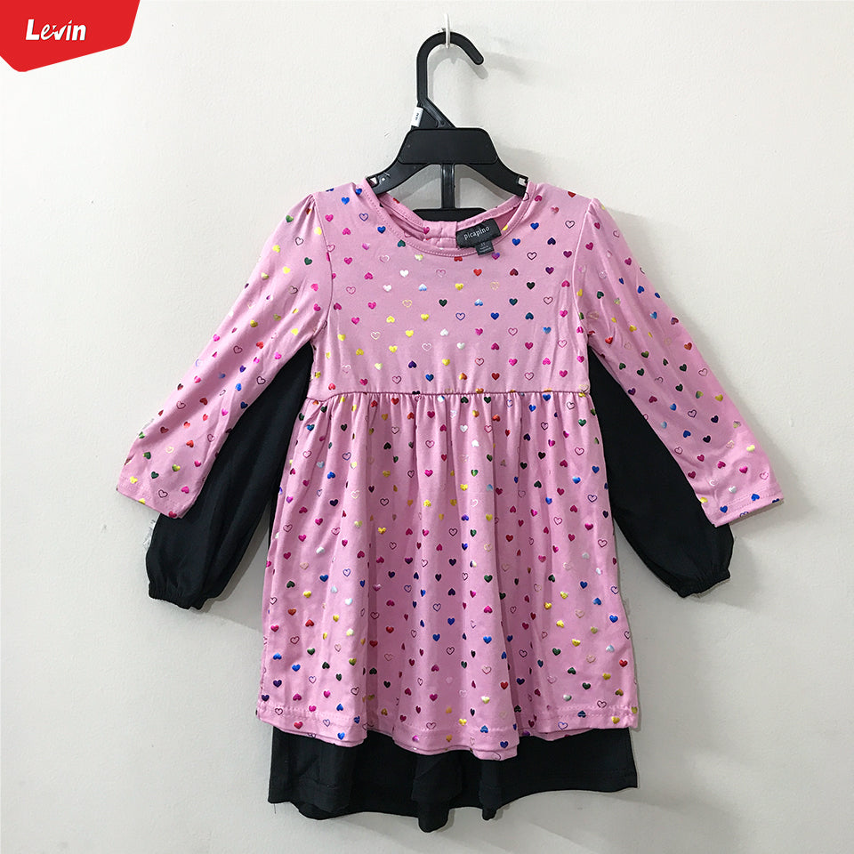 Girls Printed Round Neck Full Sleeve Dress