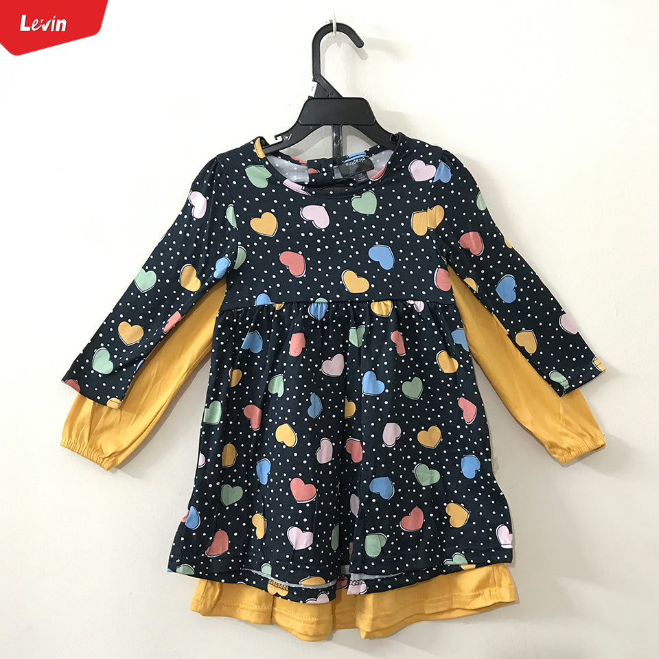 Girls Printed Round Neck Full Sleeve Dress