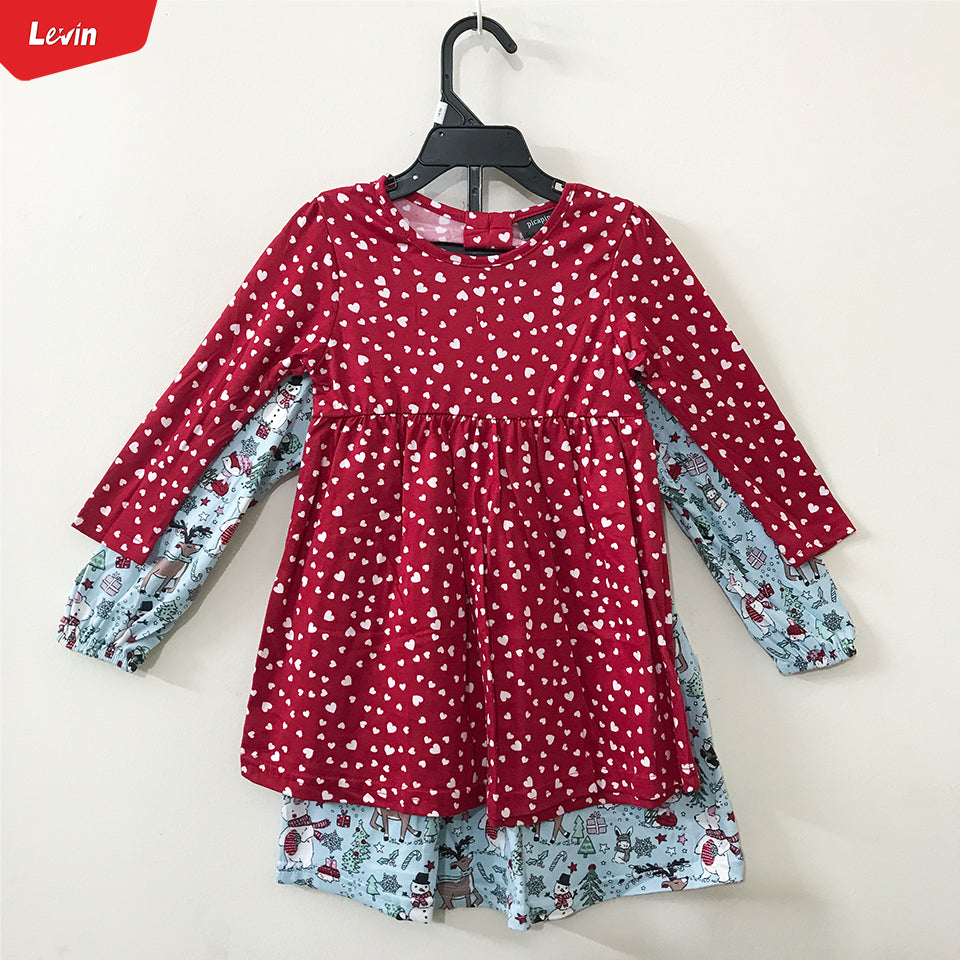 Girls Printed Round Neck Full Sleeve Dress