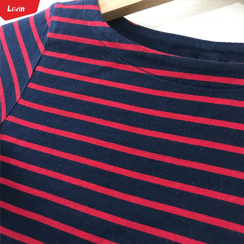 Kids Crew Neck Cotton Long Sleeve Striped Casual T Shirt