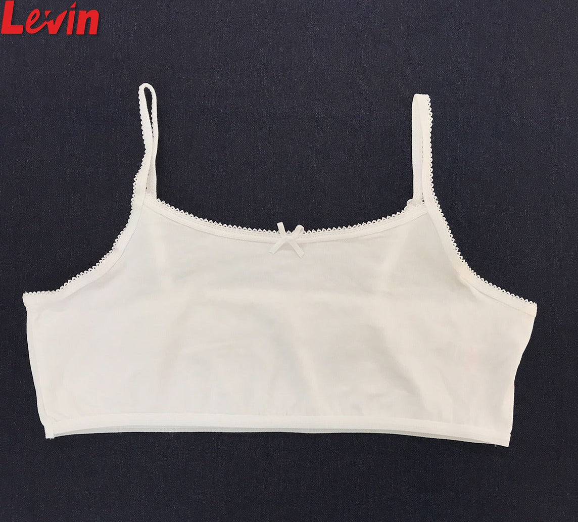 Girls Cotton White Bra with Spaghetti Straps 5 Pcs Combo