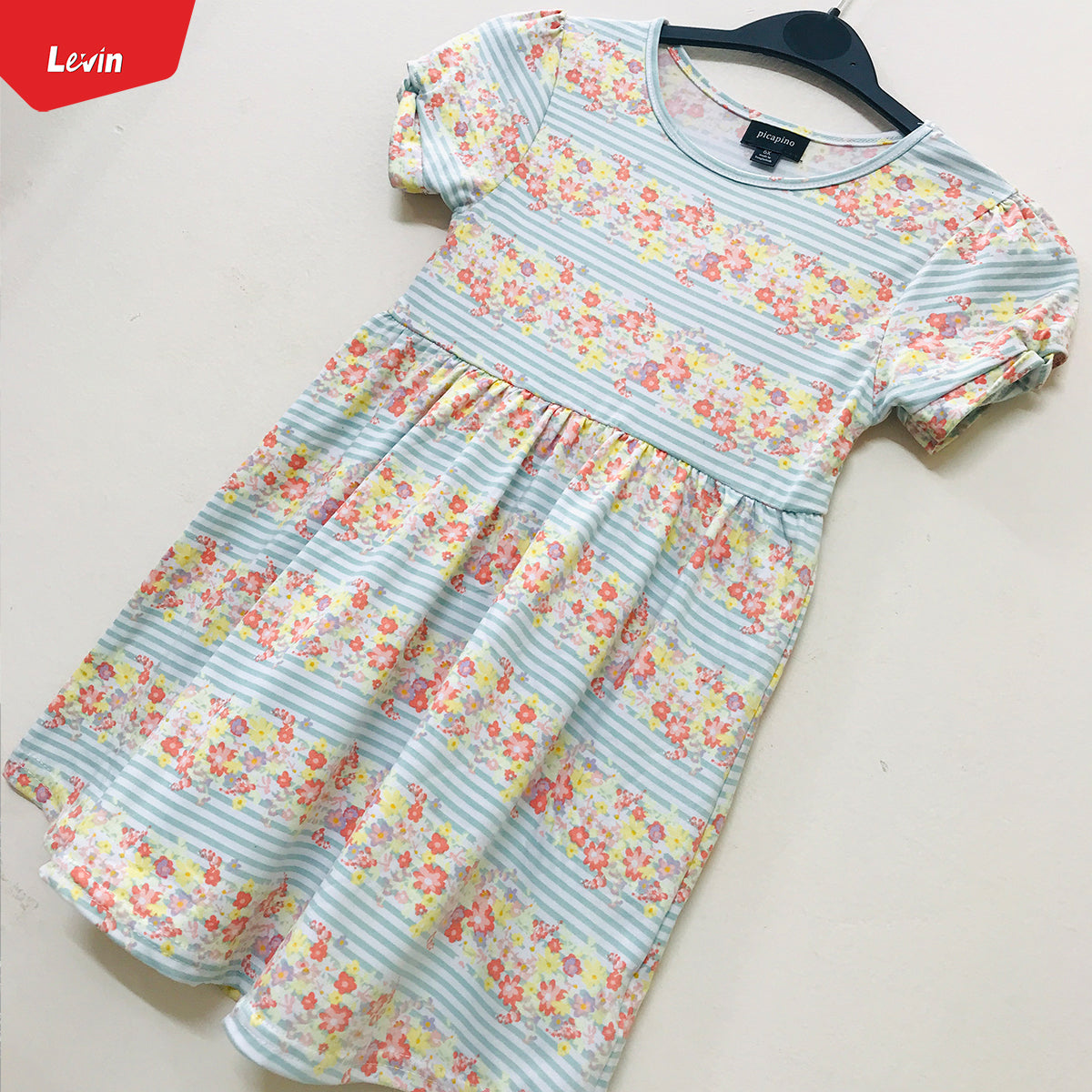 Girls Round Neck Printed Casual Short Sleeve Frock