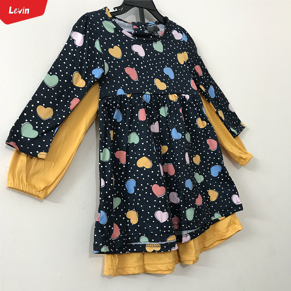 Girls Printed Round Neck Full Sleeve Dress