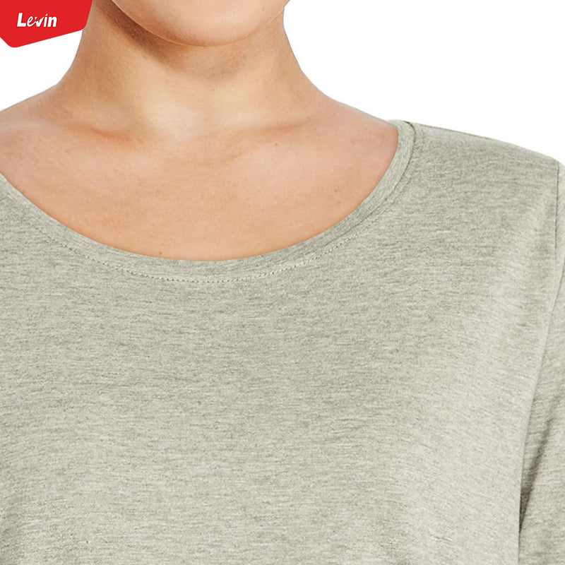 Womens Long Sleeve Round Neck Cotton Blend Tshirt