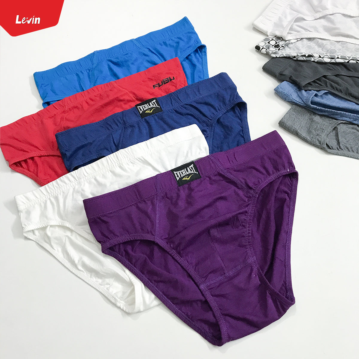 5 Pcs Pack Men's Assorted Inner Elastic Waist belt Cotton Briefs