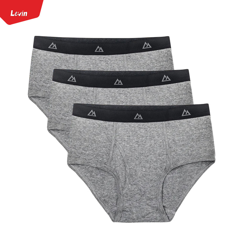 3 PC Pack Men's Solid Cotton Ribbed Mid Rise Brief Underwear