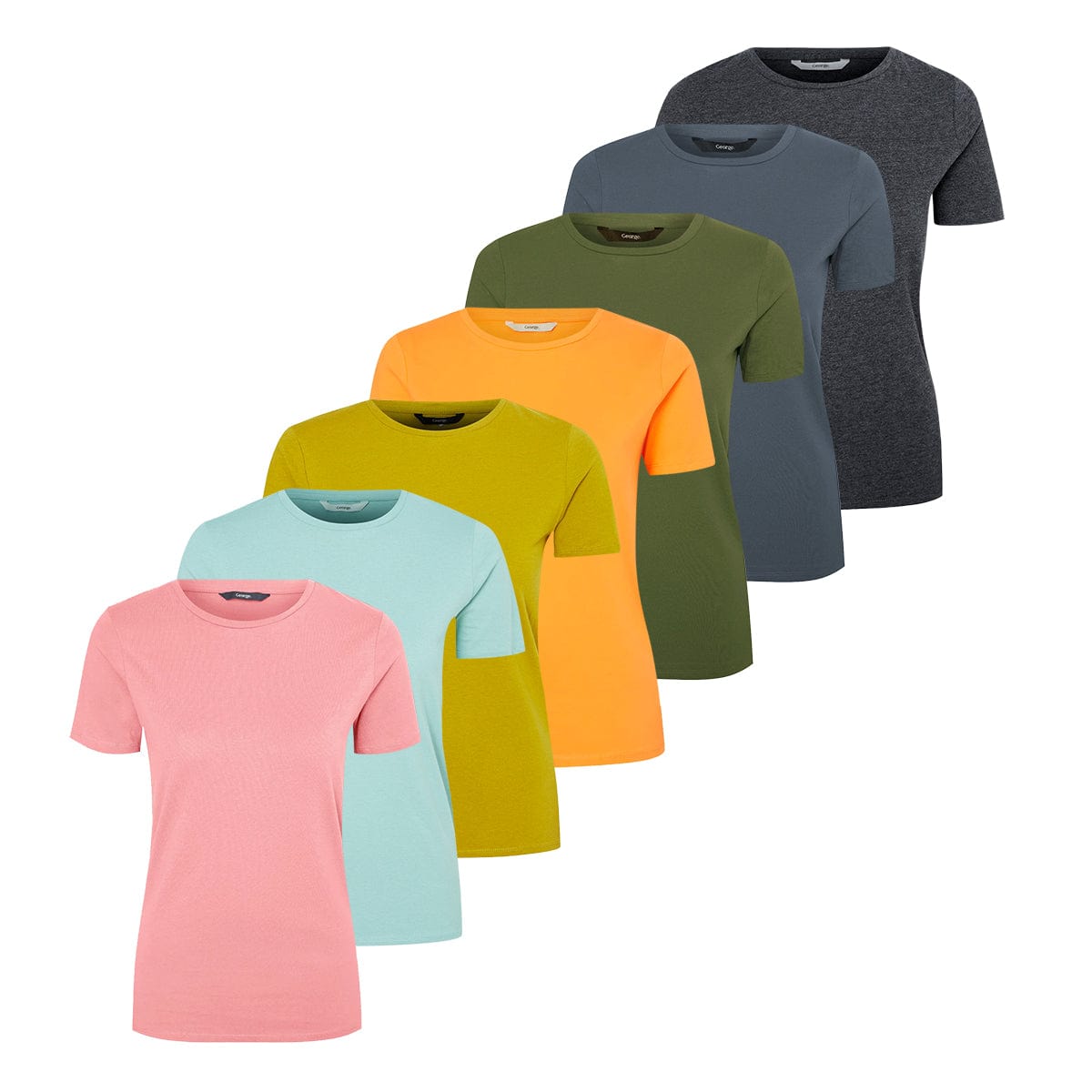 Multicolor Women's Plus Size Cotton Crew Neck T- Shirt