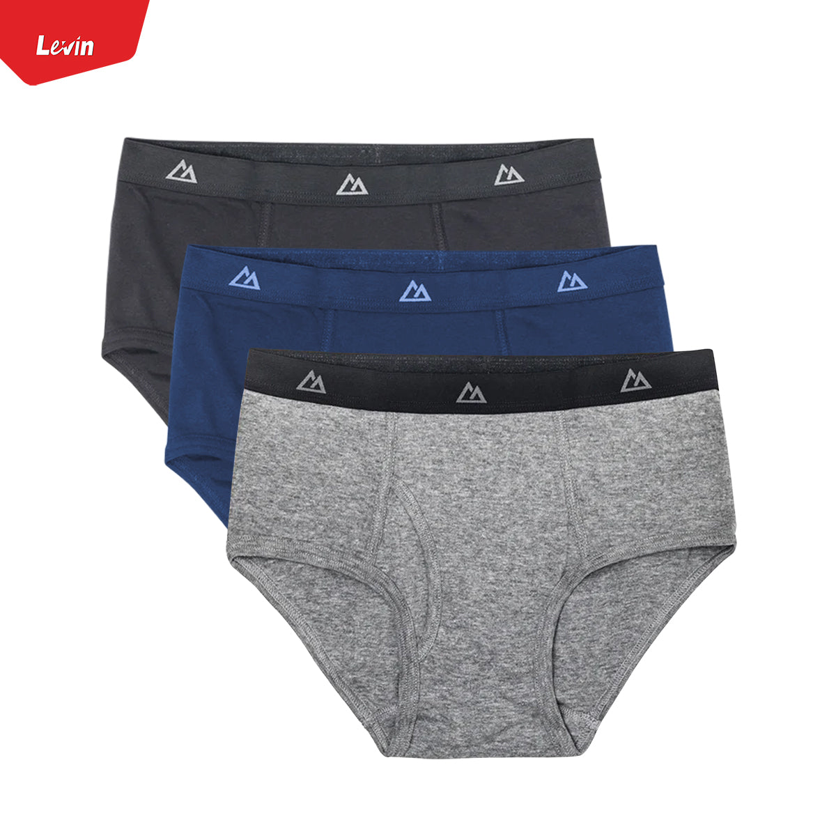 3 PC Pack Men's Solid Cotton Ribbed Mid Rise Brief Underwear