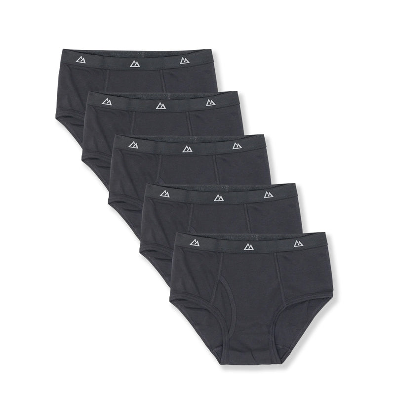 5 PC Pack Men's Solid Black Cotton Mid Rise Brief Underwear