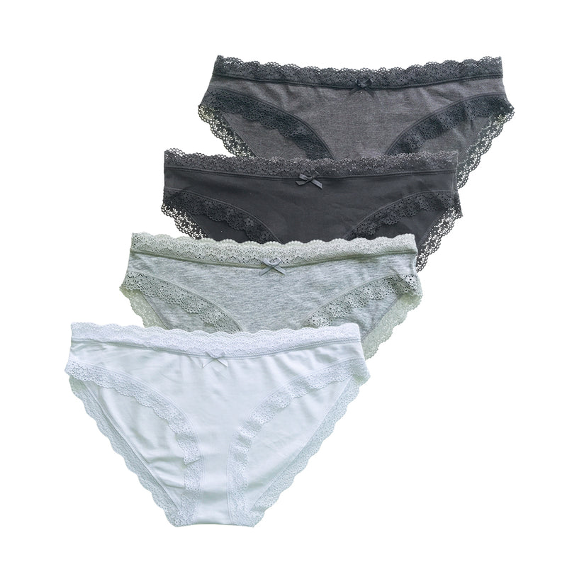 Womens Cotton Lace Trim Underwear Hipster Panties