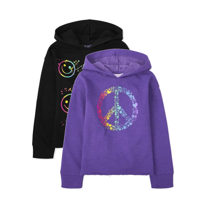 Girls Long Sleeve Pull Over Graphic Print Hoodie