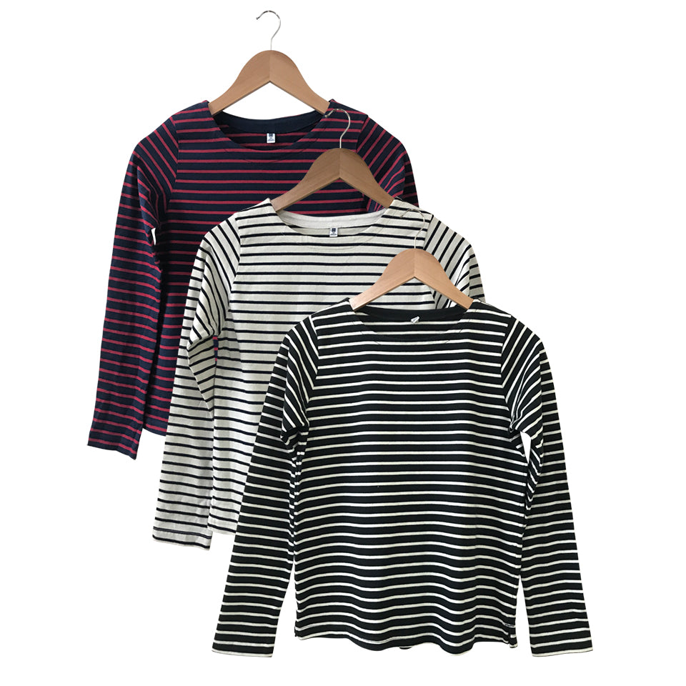 Kids Crew Neck Cotton Long Sleeve Striped Casual T Shirt