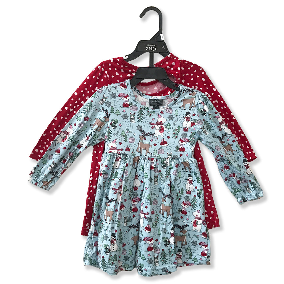 Girls Printed Round Neck Full Sleeve Dress