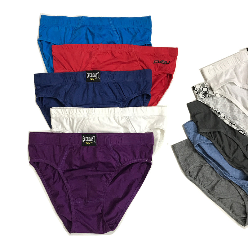 5 Pcs Pack Men's Assorted Inner Elastic Waist belt Cotton Briefs