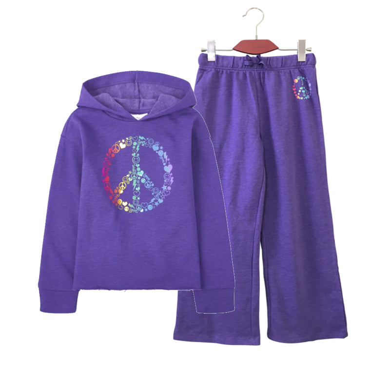 Girls Hoodie and Trouser Pants 2 Piece Graphic Hooded Tracksuit Set