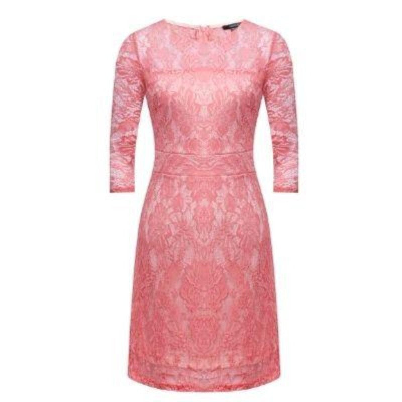 Ladies Long Sleeve Casual Knee Length Cocktail Lace Dress