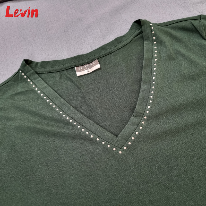Women's Short Sleeve Multicolor V-Neck Cotton T-Shirt