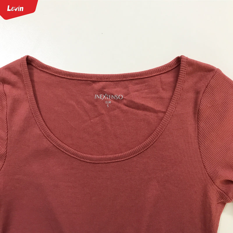 Women’s Cotton Ribbed Fitted  Scoop Neck T-Shirts
