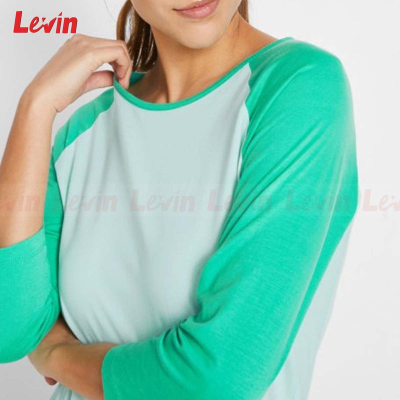 Womens 3/4 quarter Sleeve Organic Cotton Sports T-Shirt