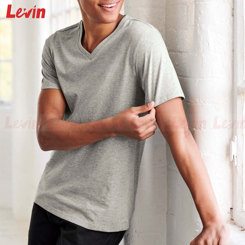 Men V Neck Cotton T Shirt Half Sleeve Basic T-shirt