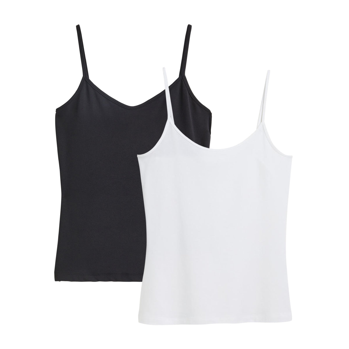 Ladies Cotton Scoop Neck Camisole Non- Adjustable Spaghetti Strap Tank Top